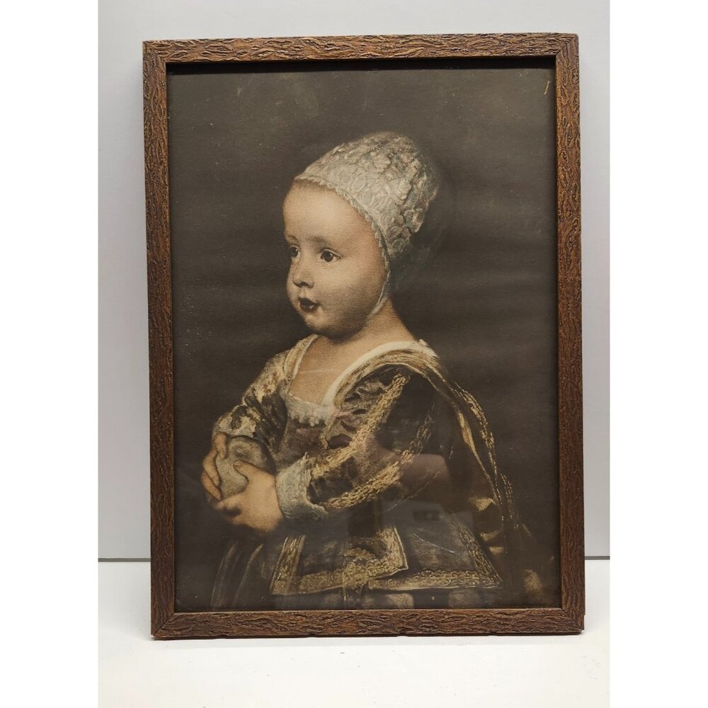 Antique Framed Van Dyke Print 16x11.75" Baby Stuart